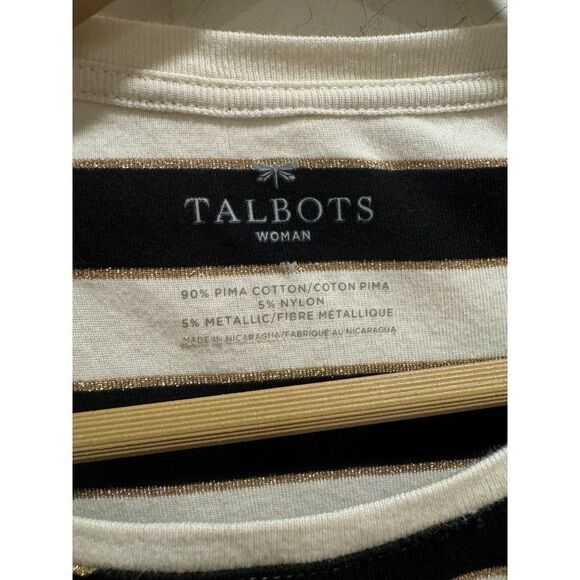 Talbots Pima Cotton Striped Metallic Knit Long Sleeve Top 1X - Picture 2 of 5
